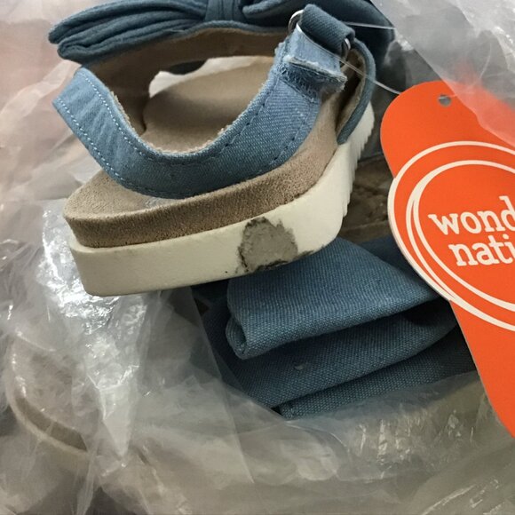 Wonder Nation Toddler Girl Sandals Adjustable Textile Fabric Bow Blue Size 11 - Picture 6 of 7